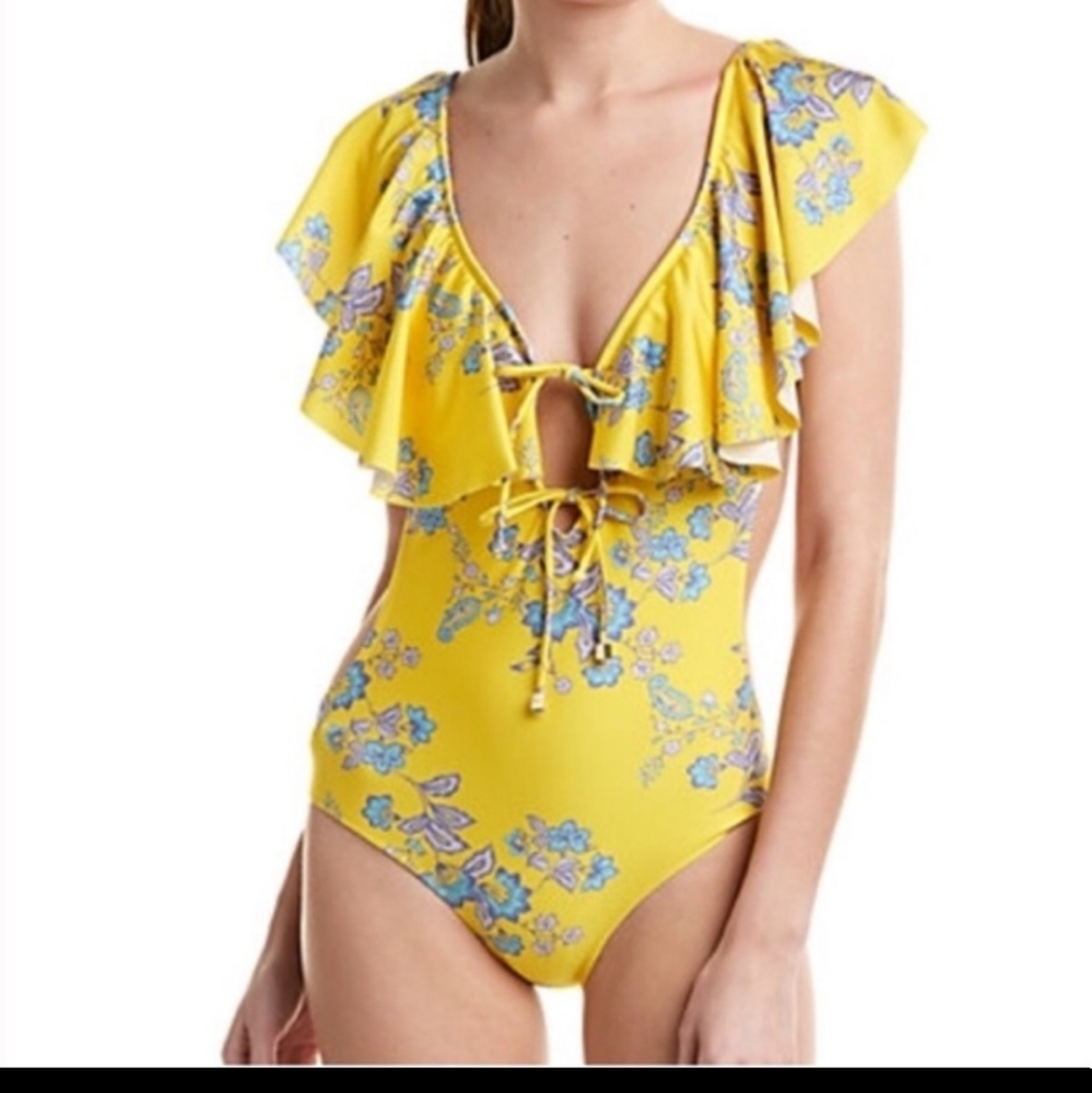 Sam Edelman Yellow Floral Swimsuit